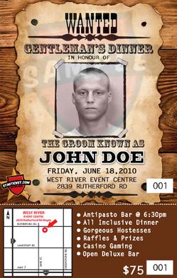 Wanted Poster Bachelor Party Invitations